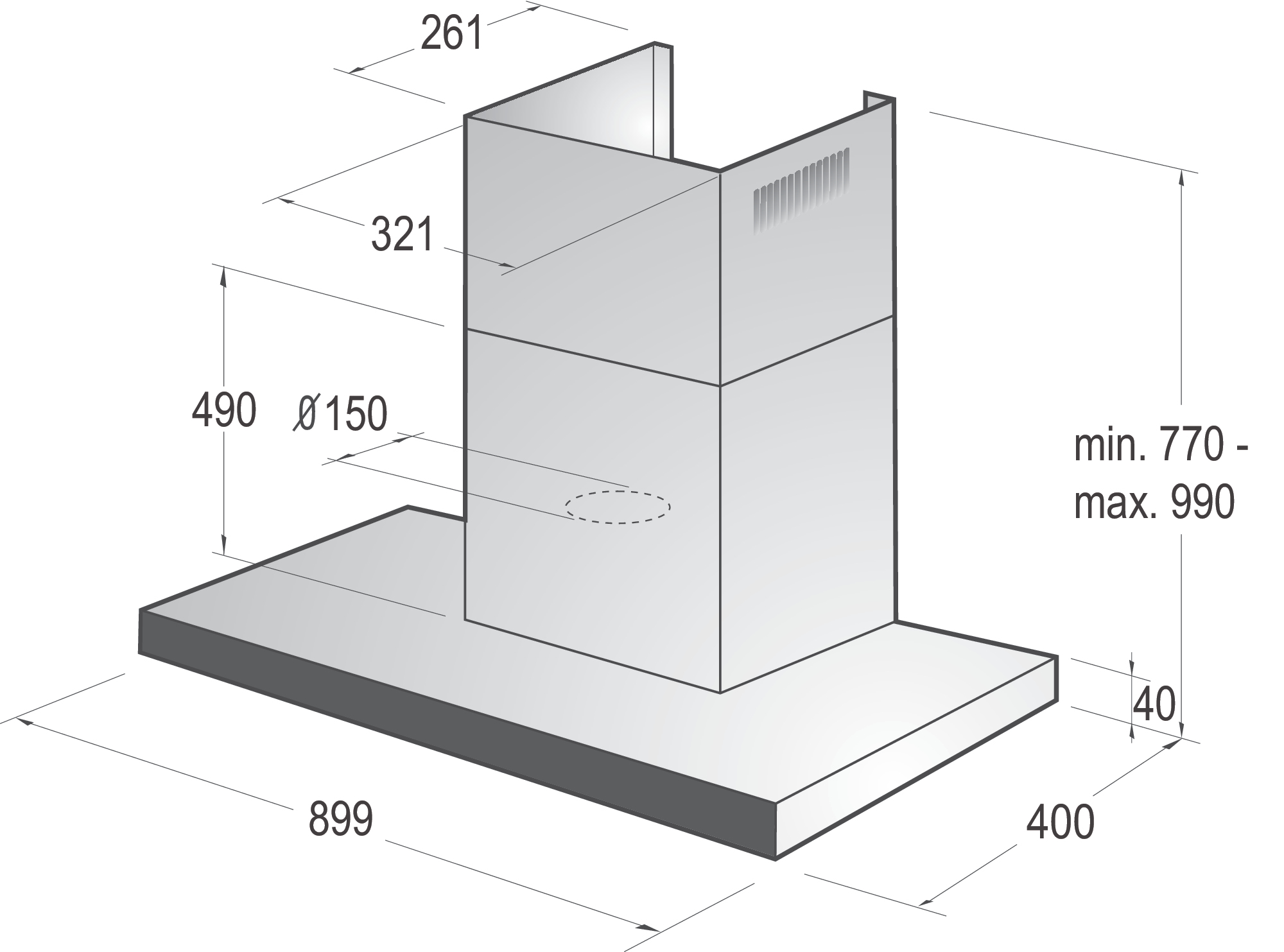 Hisense CH9T4BXUK cooker hood Wall-mounted Stainless steel 412 m³/h – image 5