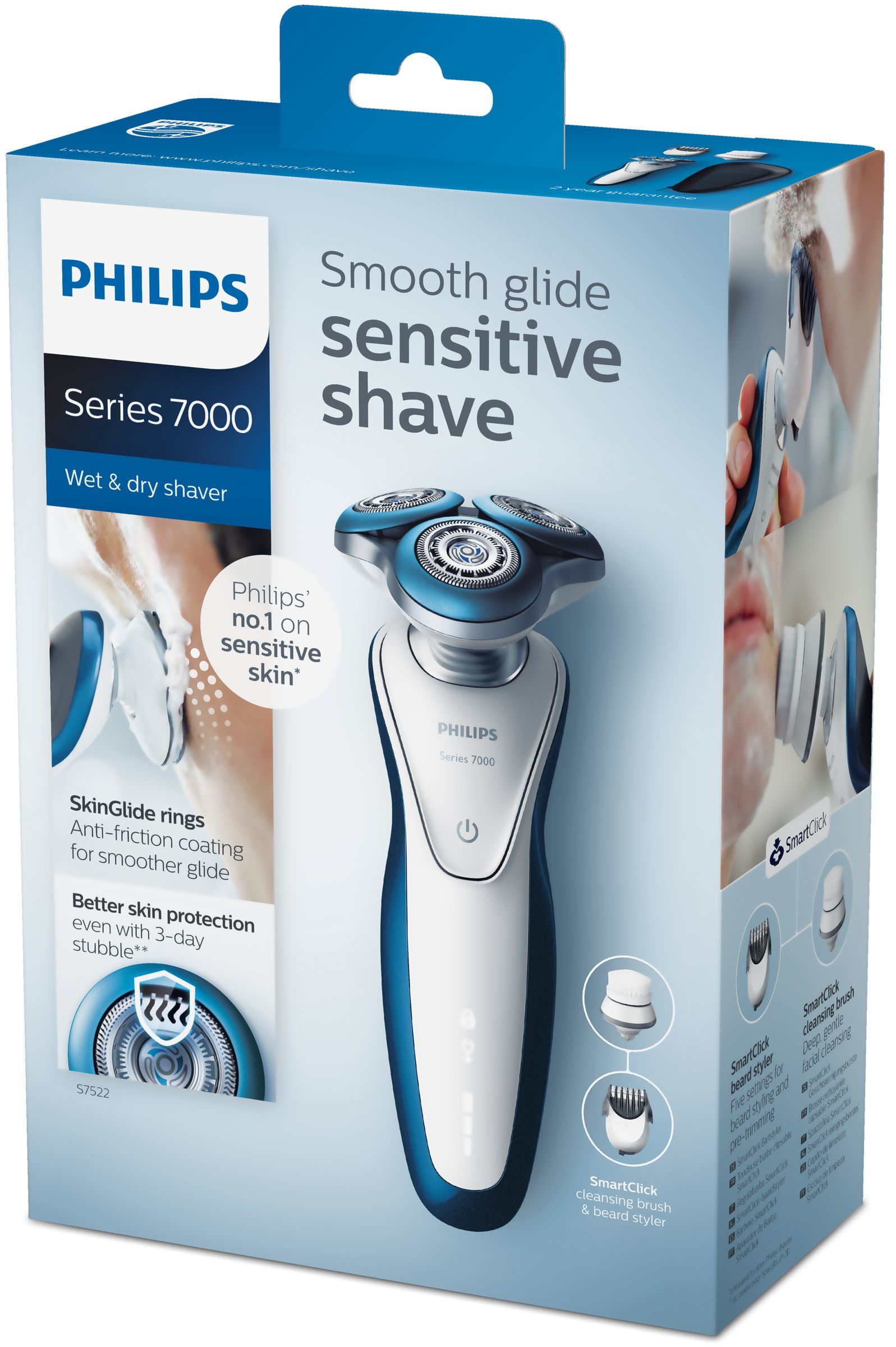 Philips SHAVER Series 7000 S7522/50 men's shaver Rotation shaver Trimmer Blue, White – image 2
