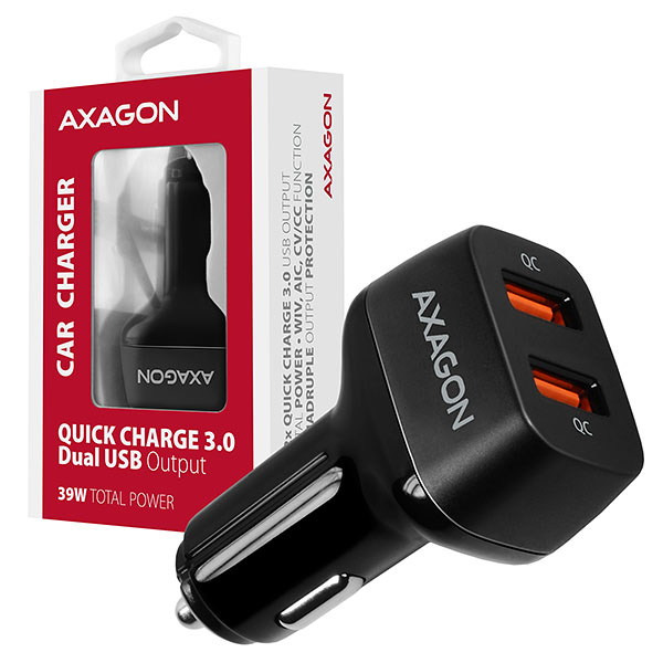 Axagon PWC-DQC mobile device charger Smartwatch, Tablet Black Cigar lighter Fast charging Auto – image 3