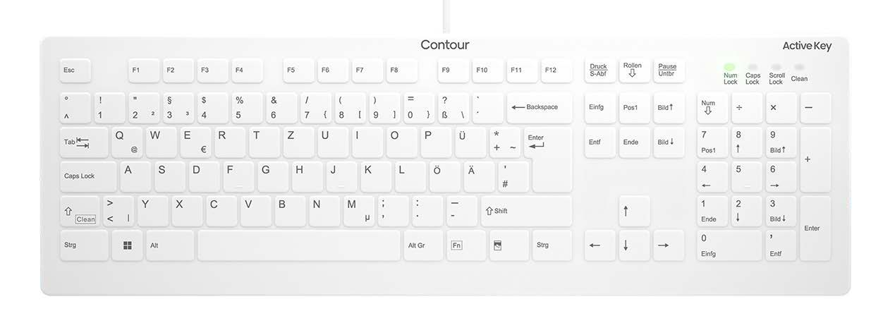 Contour Design Active Key AK-C8112-US-W keyboard Medical USB QWERTY Belgian White