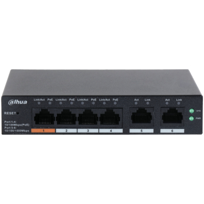 Dahua Technology DH-CS4006-4ET-60 сетевой коммутатор Управляемый L2 Gigabit Ethernet (10/100/1000) Питание по Ethernet (PoE) Черный