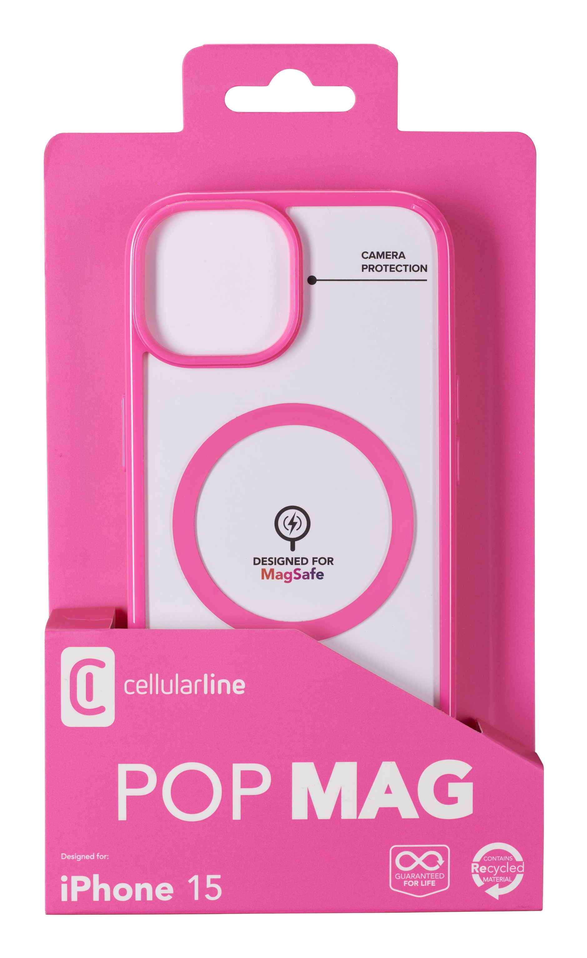 Cellularline Pop Mag - iPhone 15 Transparent case with coloured edges compatible with Magsafe ecosystem – image 2