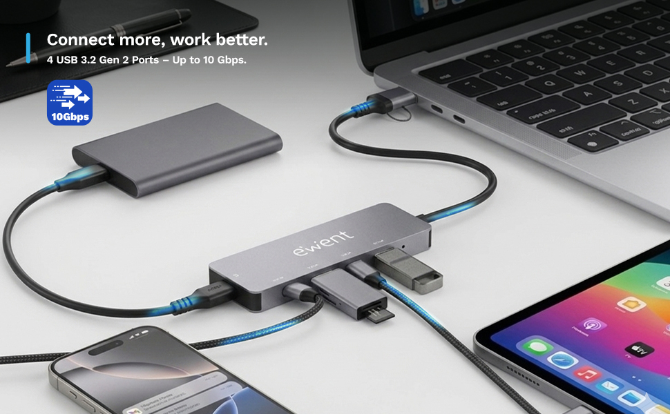 Ewent EW1151 interface hub USB Type-C 10000 Mbit/s Grey – image 8