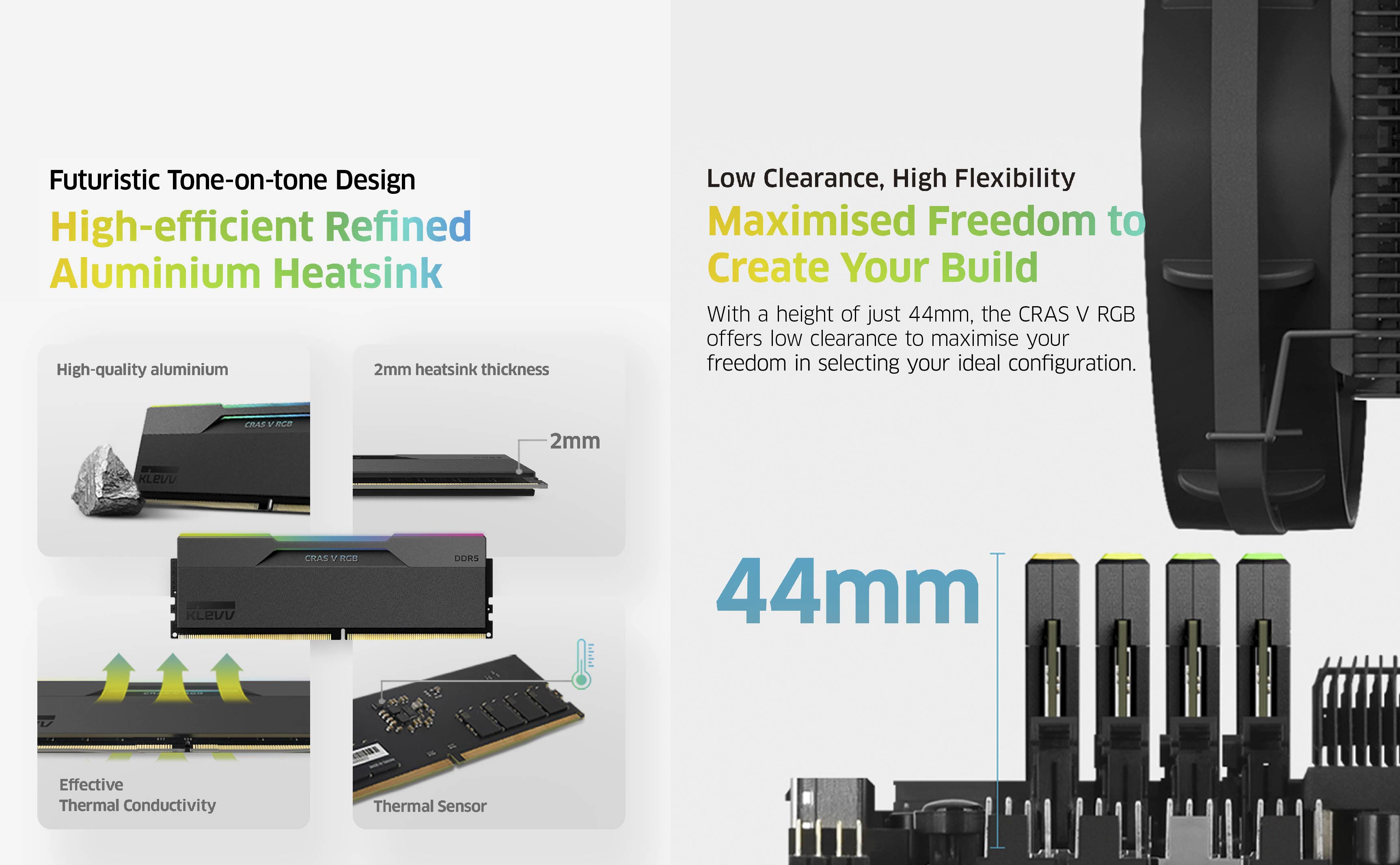 Klevv 48GB (2x24GB) 6000MHz CL30 DDR5 GAMING RAM MODULE 30-36-36-76 1.35V CRAS V RGB KIT image 12