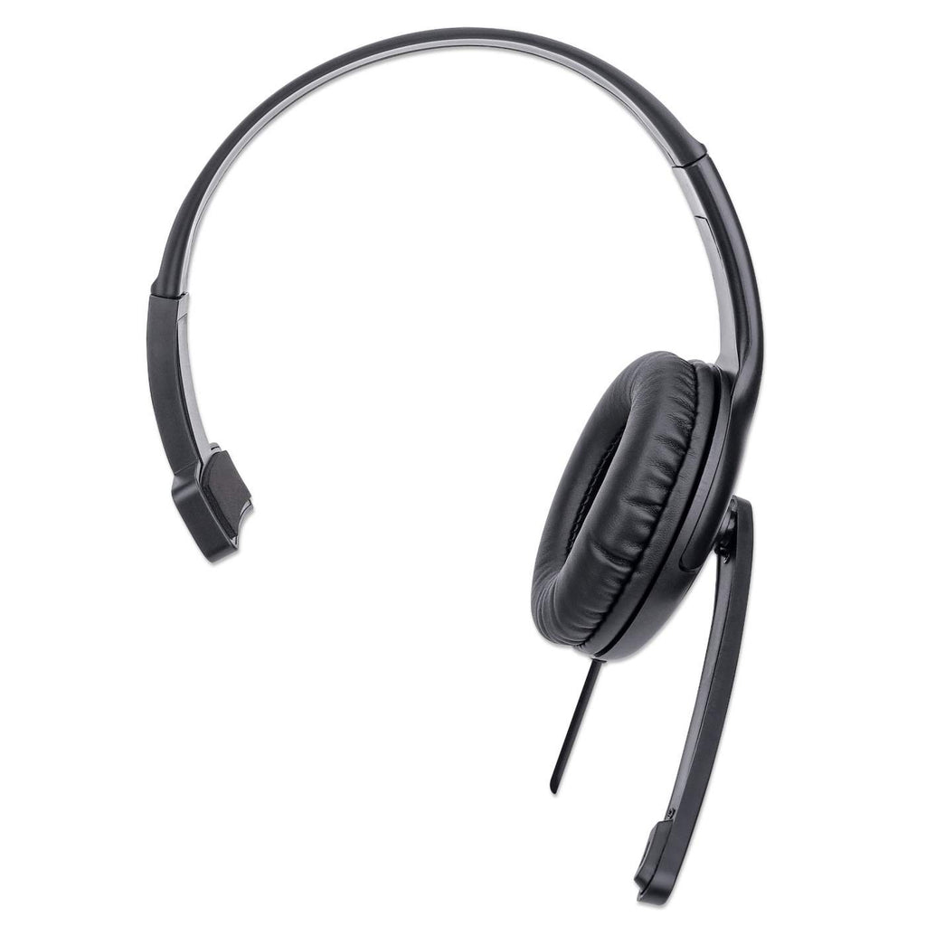 Manhattan Mono Over-Ear Headset (USB), Microphone Boom (padded), Retail Box Packaging, Adjustable Headband, In-Line Volume Control, Ear Cushion, USB-A for both – image 3