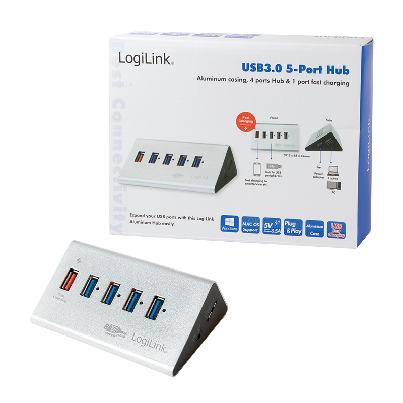 LogiLink UA0227 interface hub USB 3.2 Gen 1 (3.1 Gen 1) Micro-B 5000 Mbit/s Black – image 7