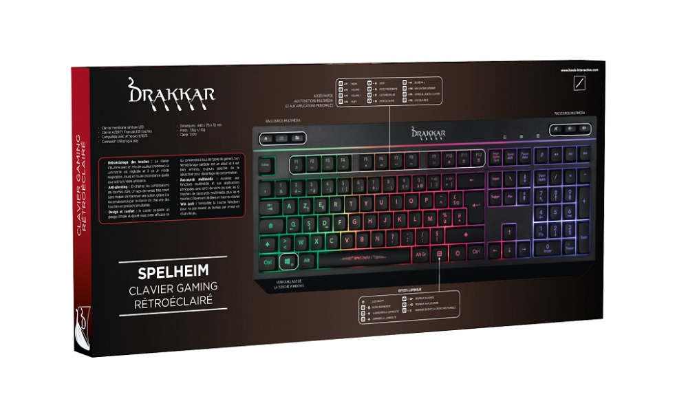 Konix Drakkar 61881119015 keyboard Gaming USB AZERTY French Black – image 3