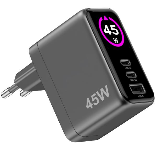 Celly TCSCREEN2C1A45W mobile device charger Universal Black AC Fast charging Indoor
