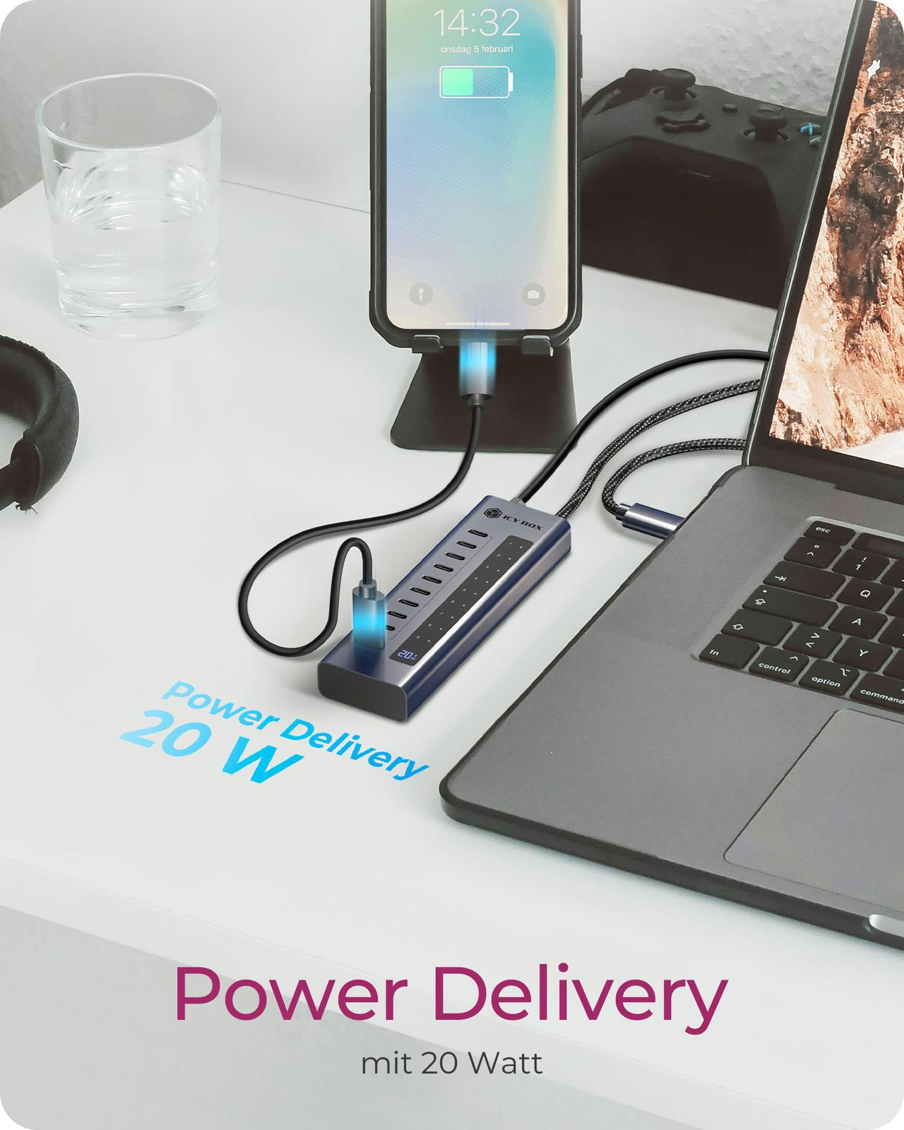 Hub 10-in-1 Hub IcyBox USB 3.2 mit 10 Anschlüssen HUBs