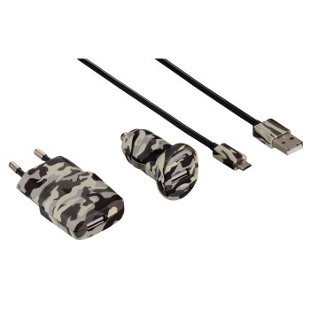 Hama 00138225 mobile device charger Universal Camouflage, White USB Auto, Indoor
