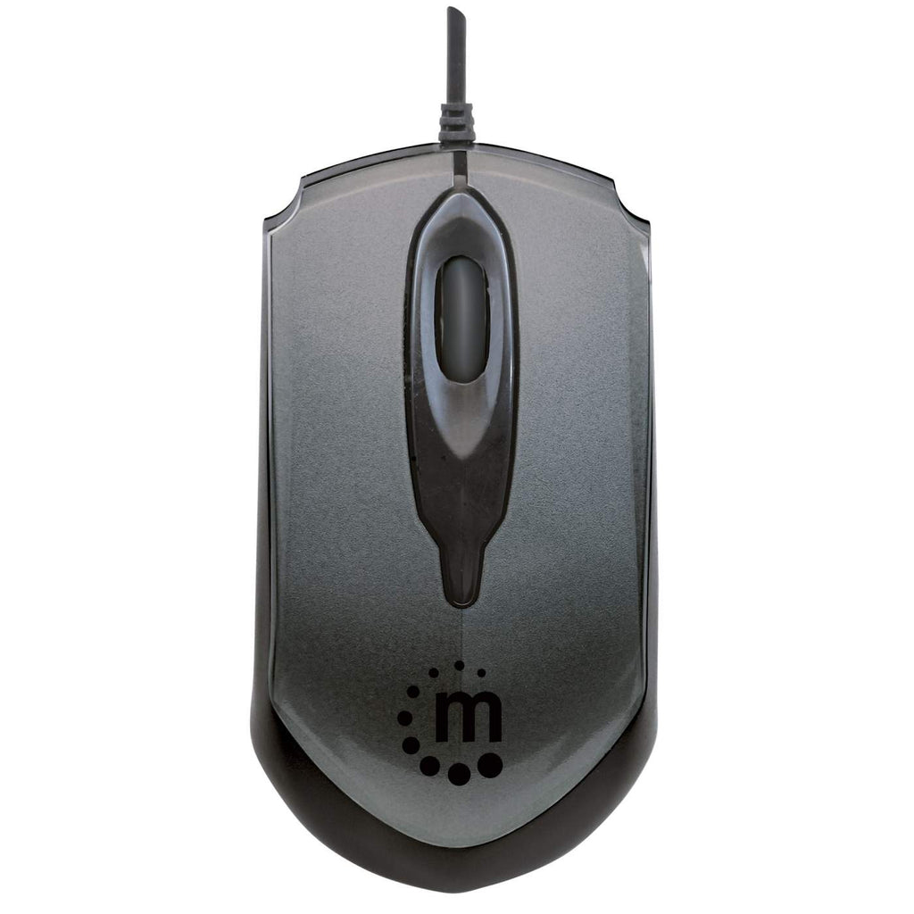 Manhattan Edge USB Wired Mouse, Grey, 1000dpi, USB-A, Optical, Compact, Three Button with Scroll Wheel, Low friction base, Three Year Warranty, Blister – image 3