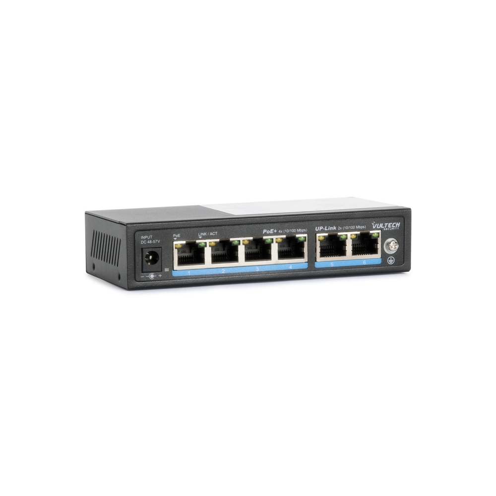 Vultech Security VS-POE2042FE-60W network switch Unmanaged Fast Ethernet (10/100) Power over Ethernet (PoE) Black – image 2