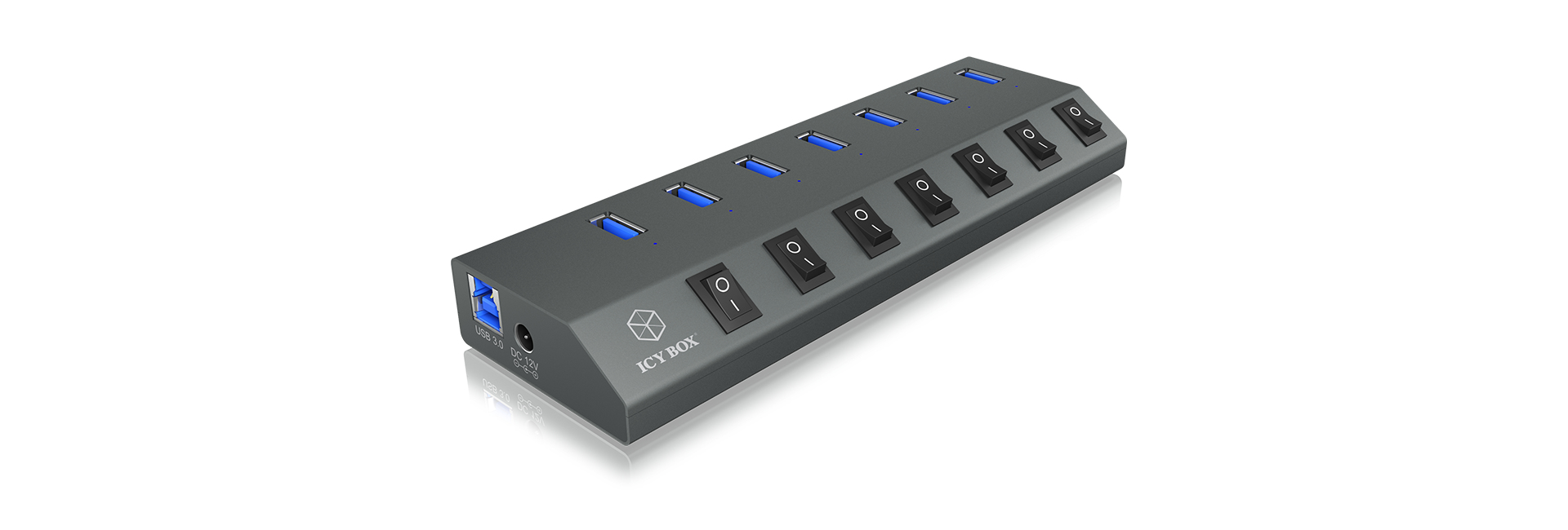 ICY BOX IB-HUB1701-U3 USB 3.2 Gen 1 (3.1 Gen 1) Type-B 5000 Mbit/s Anthracite – image 1