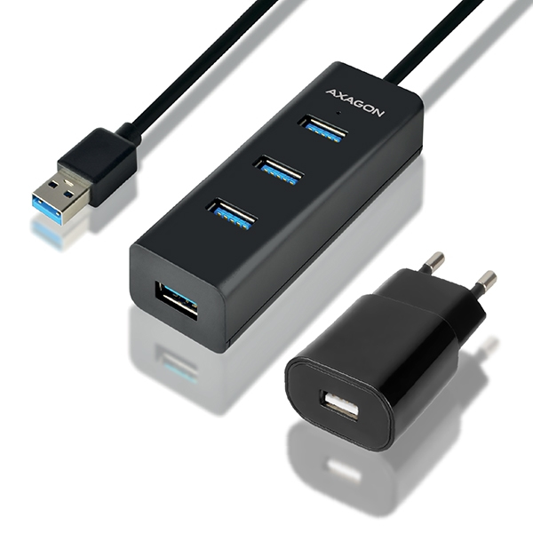 Axagon HUE-S2BP 4x USB 3.0 CHARGING hub w. 1.2m cable incl. AC adapter – image 1