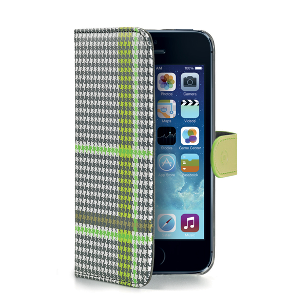 Celly PDPAGEIPH5GR mobile phone case Wallet case Black, Green, White