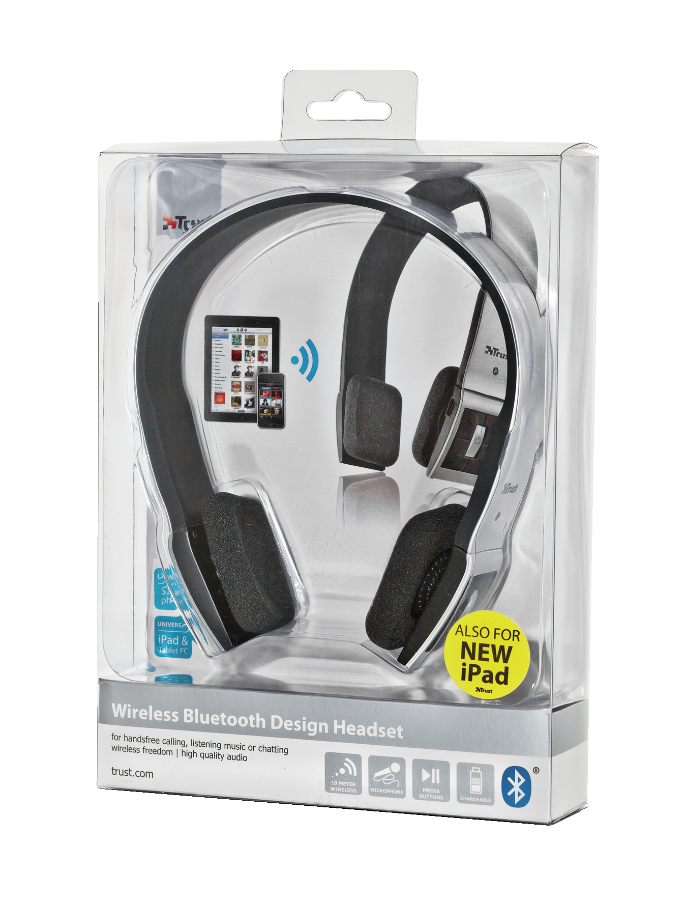 Trust 18214 headphones/headset Wireless Head-band Calls/Music USB Type-A Bluetooth Silver – image 3