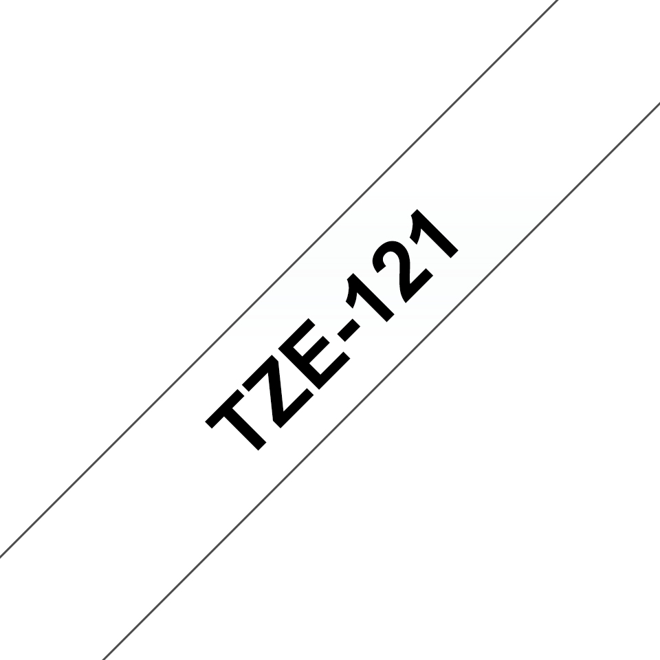 Cinta Brother TZE121 - Texto Negro sobre Fondo Transparente -  9mm x 8mts. - TZE121