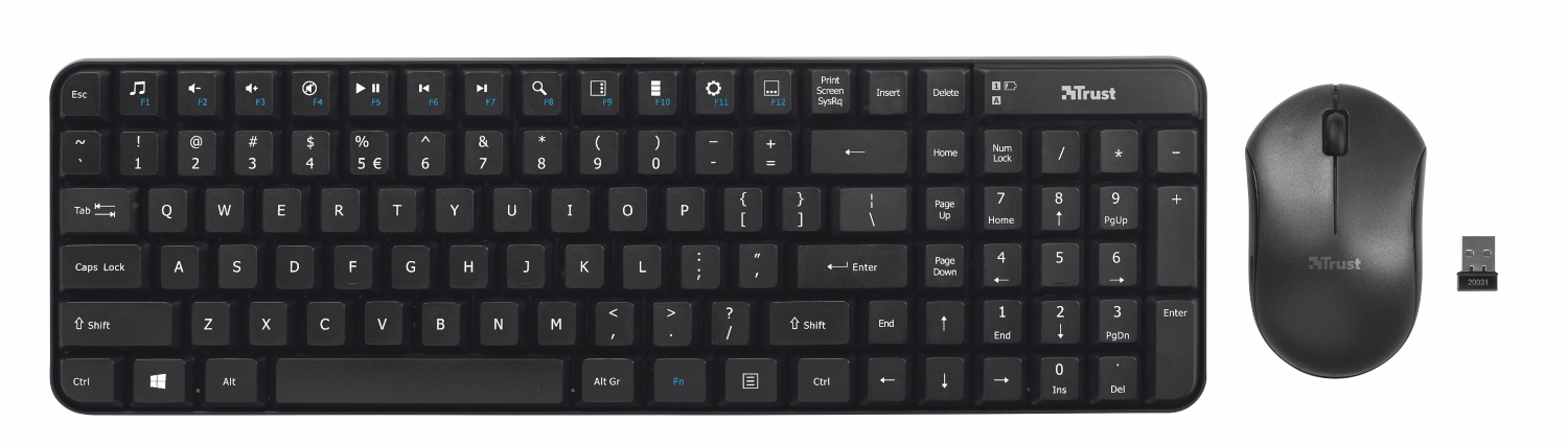 Trust 20566 keyboard Mouse included Universal RF Wireless Turkish Black