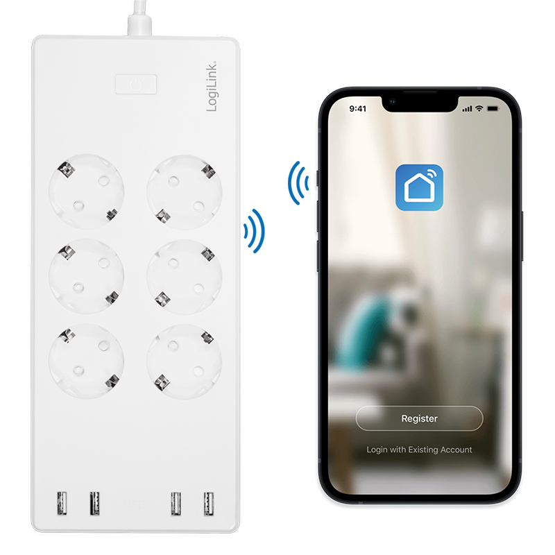 LogiLink Wi-Fi Smart Socket outlet, 6-way, (CEE 7/3), 4x USB, Tuya compatible – image 6