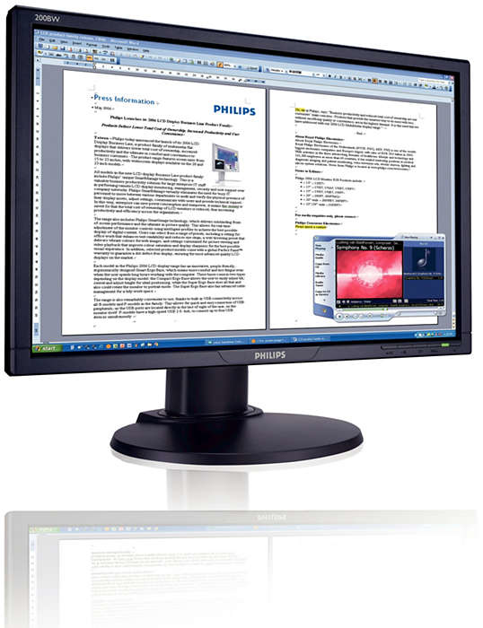 Philips 200BW8EB 20.1" wide WSXGA LCD widescreen monitor – image 2