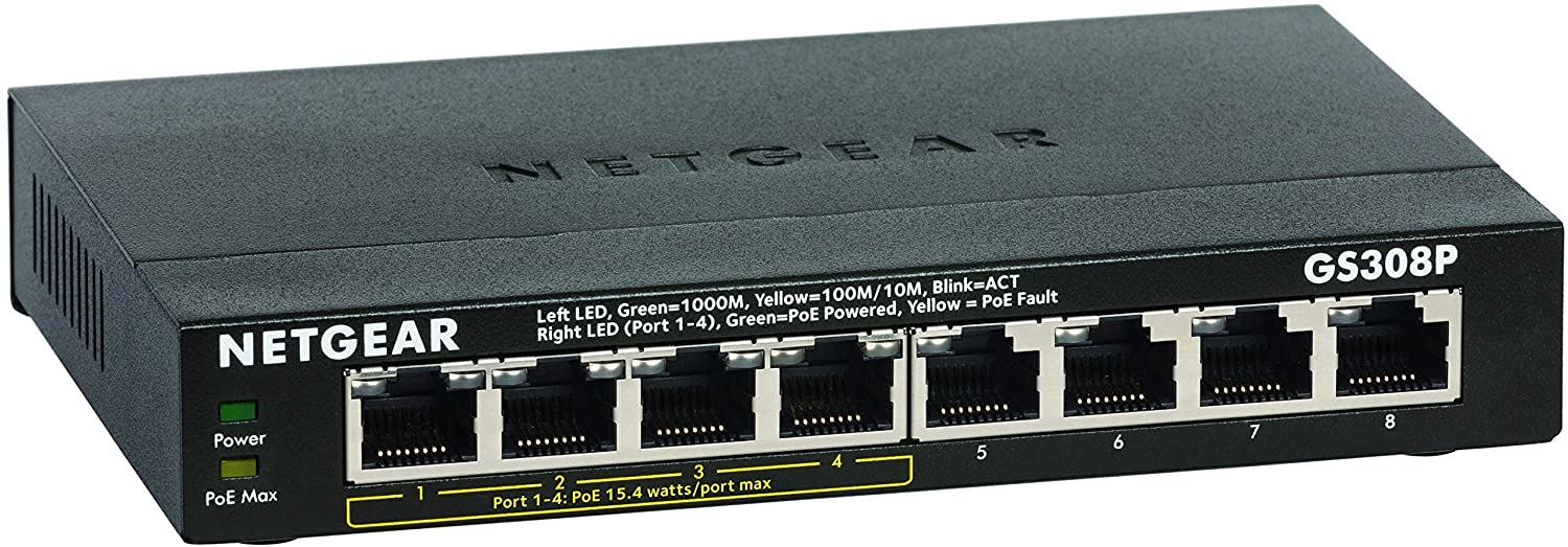 NETGEAR GS308P Unmanaged Gigabit Ethernet (10/100/1000) Power over Ethernet (PoE) Black – image 2