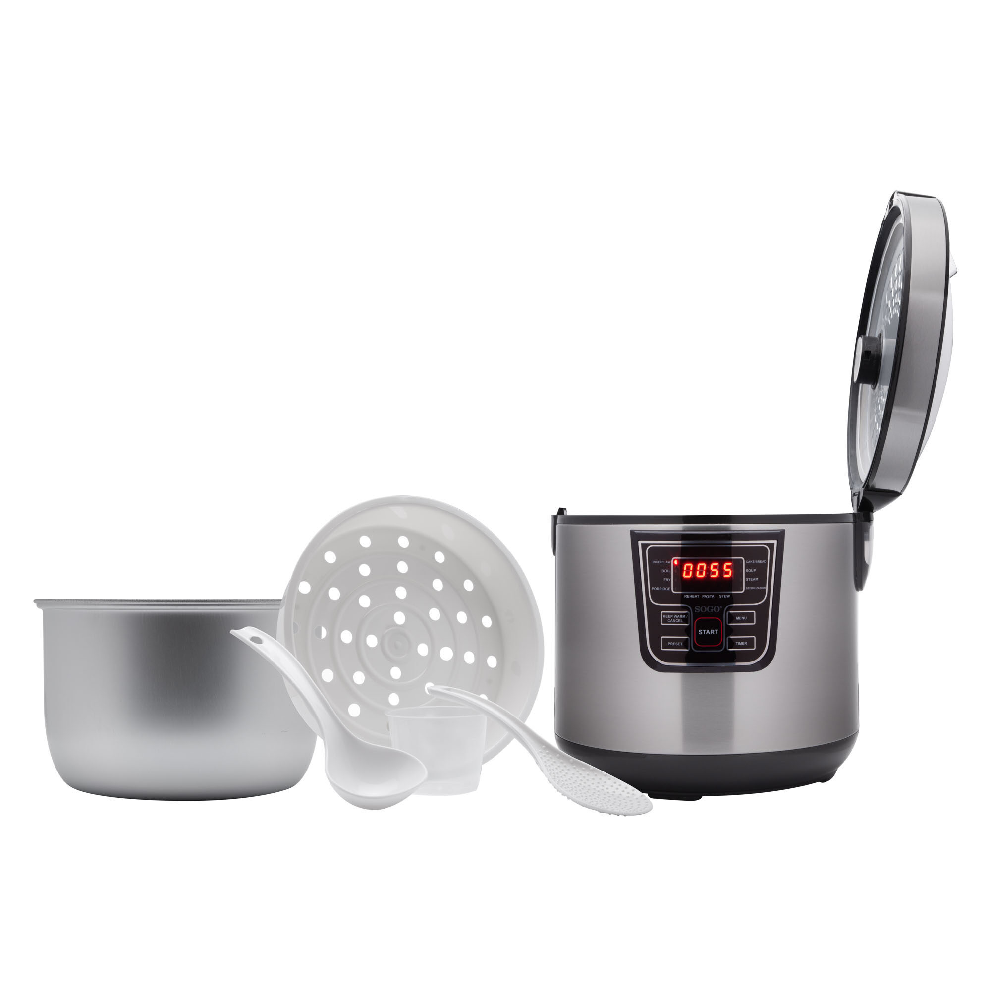 Resim Sogo OLL-SS-10765 5L 860W Siyah Paslanmaz Çelik Çok Amaçlı Pişirici