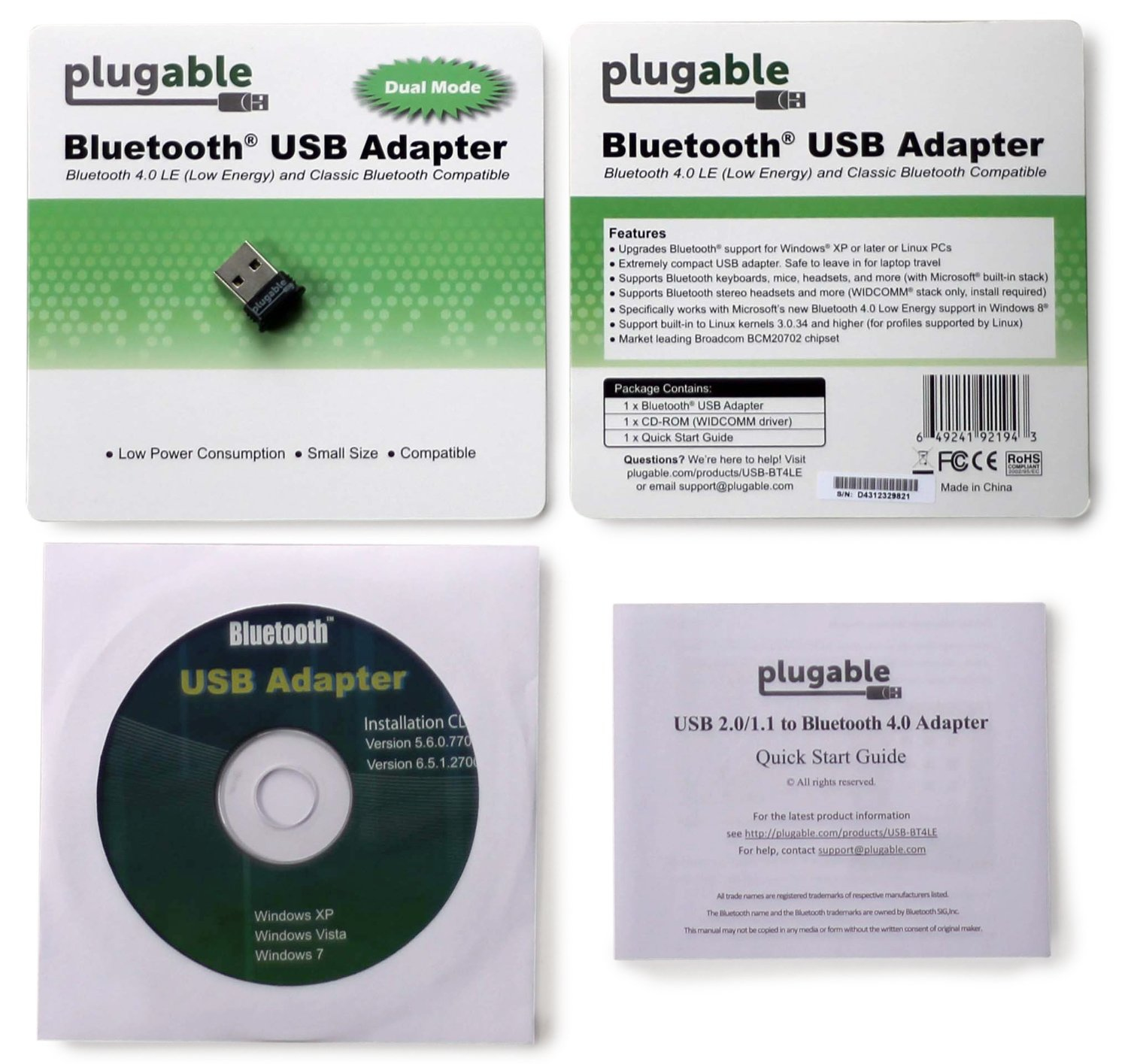Plugable Technologies USB Bluetooth 4.0 Low Energy Micro Adapter (Compatible with Windows 11, 10, 8.x, 7, Classic Bluetooth, Gamepad, and Stereo Headset Compati – image 4