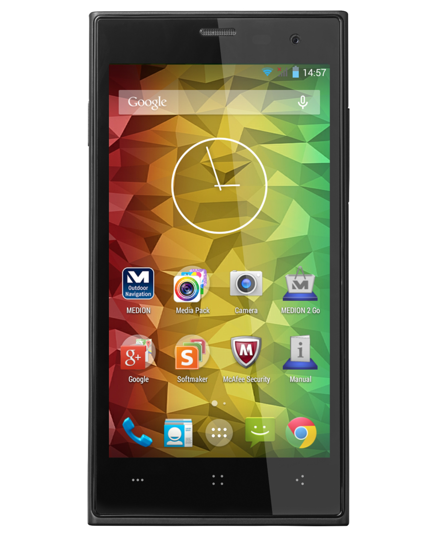 MEDION LIFE P4502 11.4 cm (4.5") Dual SIM Android 4.4 3G Micro-USB 1 GB 8 GB Black