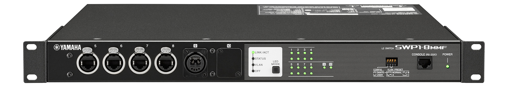 Yamaha SWP1-8MMF network switch Gigabit Ethernet (10/100/1000) Black – image 3
