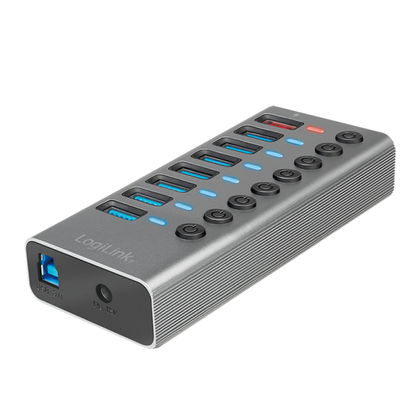 LogiLink UA0387 interface hub USB 3.2 Gen 1 (3.1 Gen 1) Type-B 5000 Mbit/s Grey