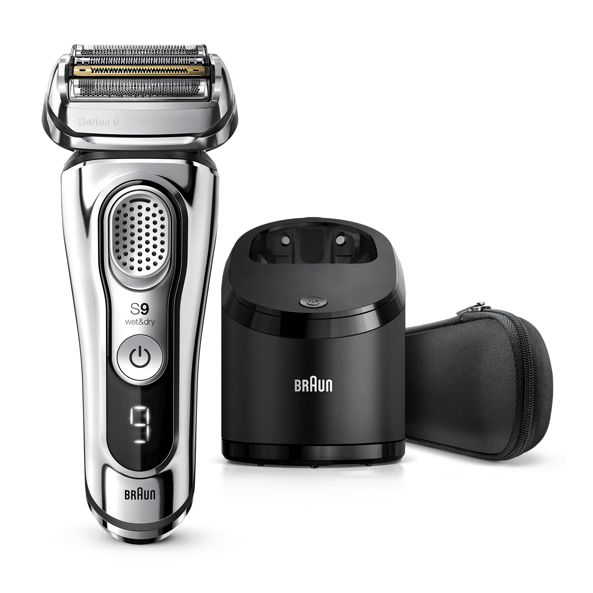 Braun Series 9 9375cc Latest Generation Electric Shaver, Clean&Charge Station, Fabric Case, Chrome