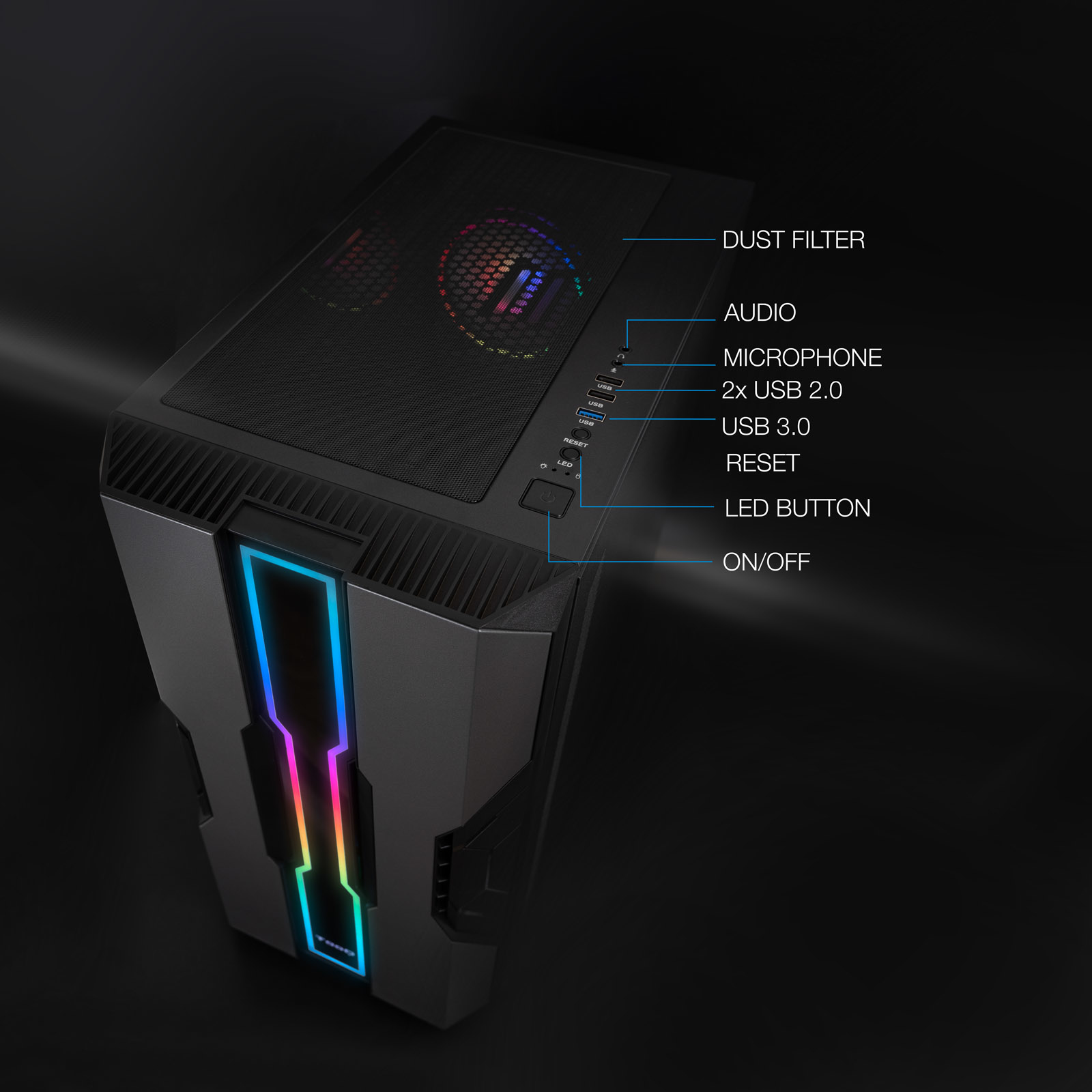TooQ Semitower Gaming Case TQGCC103-B "NIGHTCITY" Black – image 4