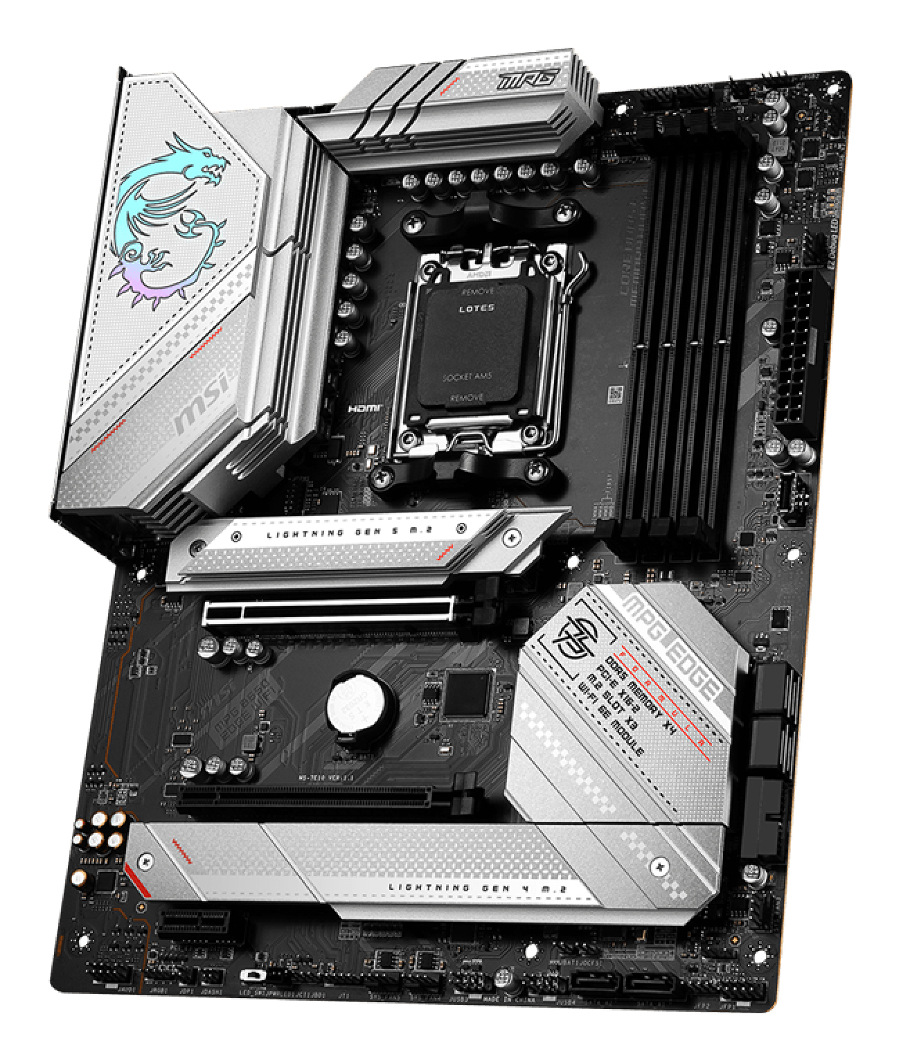 Tarjeta Madre MSI MPG B650 EDGE WIFI - Socket AM5 - 4x DDR5 - 4800/5000/7800+(OC)MHz - HDMI - DisplayPort - USB 2.0/3.2 - ATX - MPG B650 EDGE WIFI