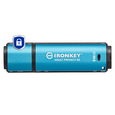 Kingston IronKey Vault Privacy 50 512GB FIPS 197 Encrypted USB 3.2 Drive IKVP50/512GB