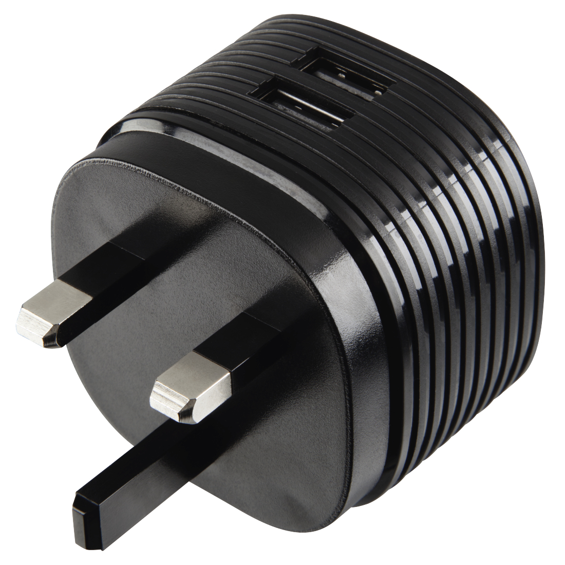 Hama Dual Charger, 2x USB, 2.4A with UK plug, black
