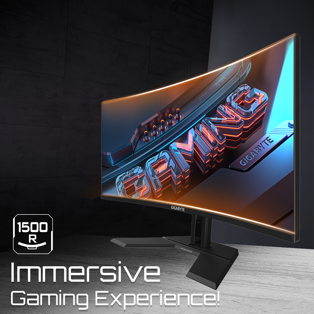 GIGABYTE GS34WQC 34" WQHD Curved Gaming Monitor - 3440 x 1440, 1500R, 300Hz, 1ms, 250 cd/m², FreeSync Premium, HDR Ready, HDMI 2.0, Displayport 1.4 – image 9