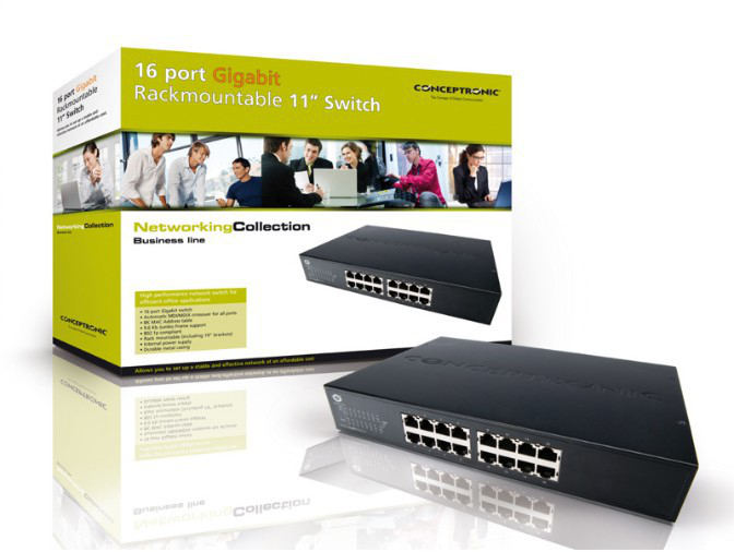 Conceptronic 16 port Gigabit Rackmountable 11" Switch – image 2