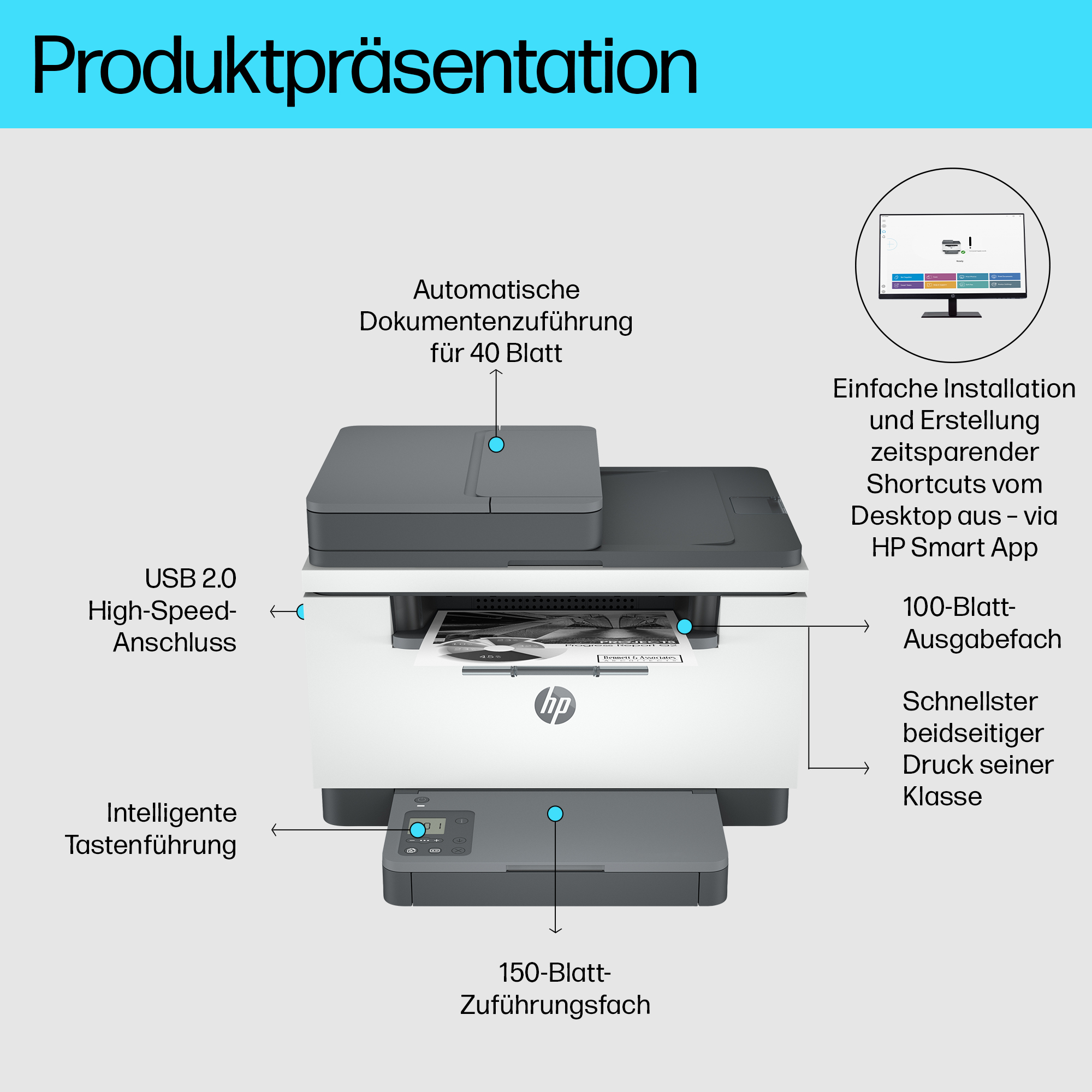 LaserJet M234sdn Multifunction Schwarzweiß Drucker, Nur Ethernet; Kopierer, Scanner