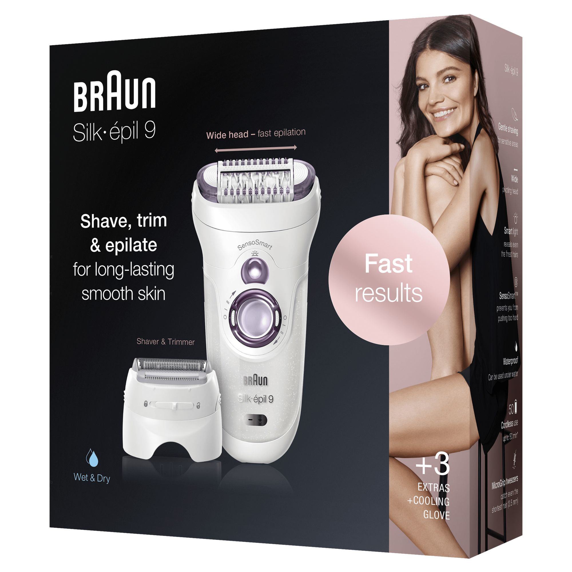 Braun Silk-épil 9 81706314 epilator 40 tweezers White, Violet – image 4