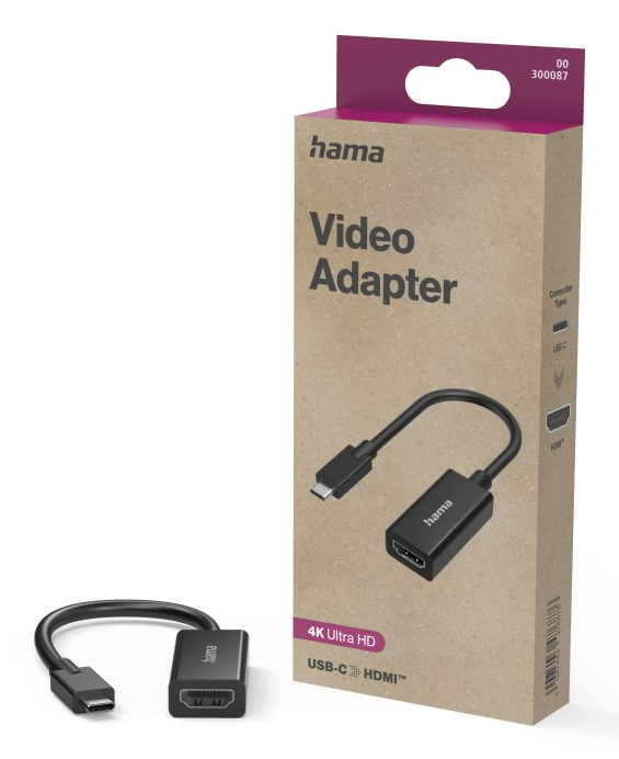 Resim Hama 00300087 USB-C - HDMI Adaptör, Siyah