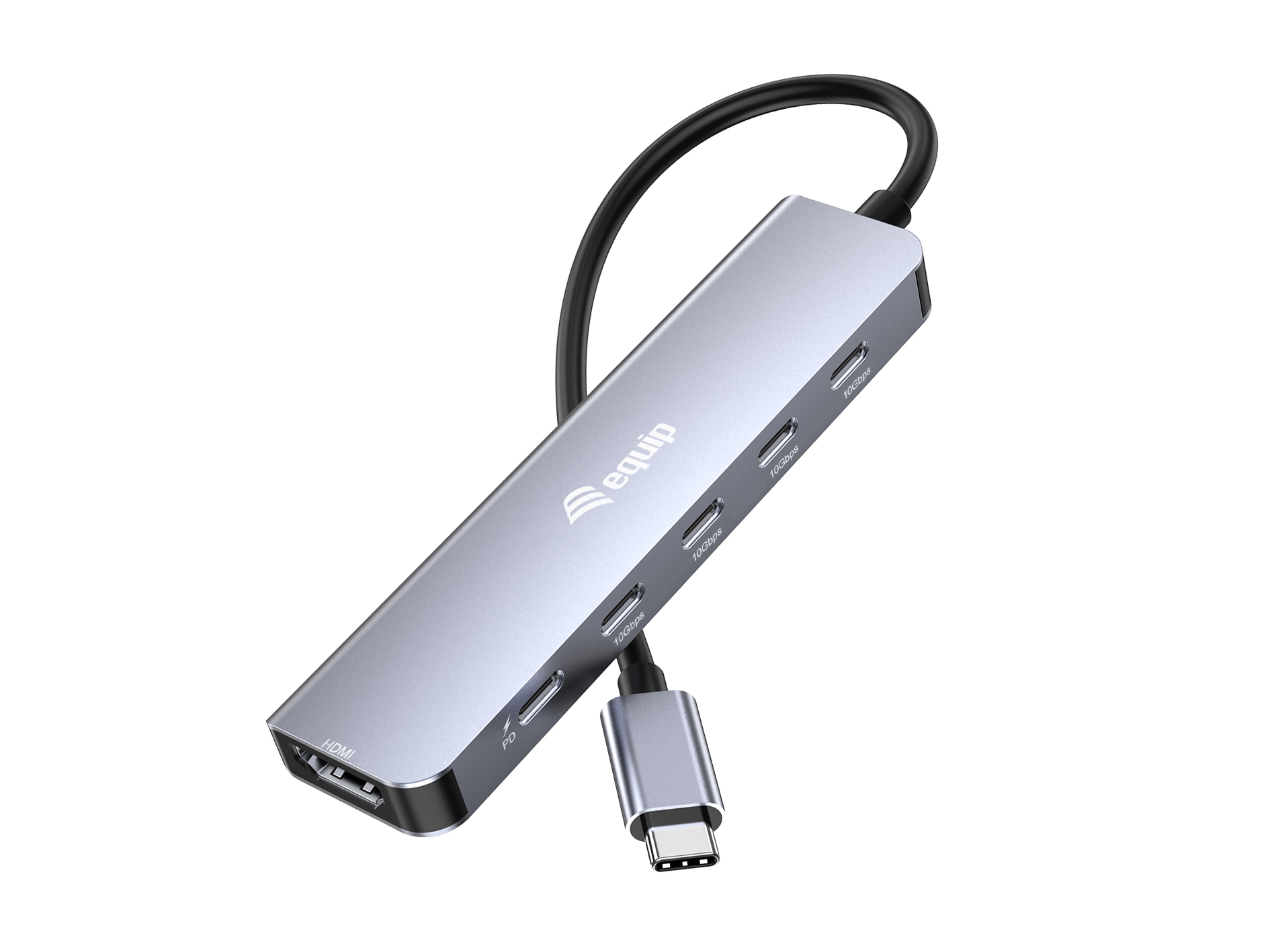 Equip Adapter USB-C->HDMI/3xUSB-C/USB PD 4K/ 60Hz 0.25m Alu. Adapter