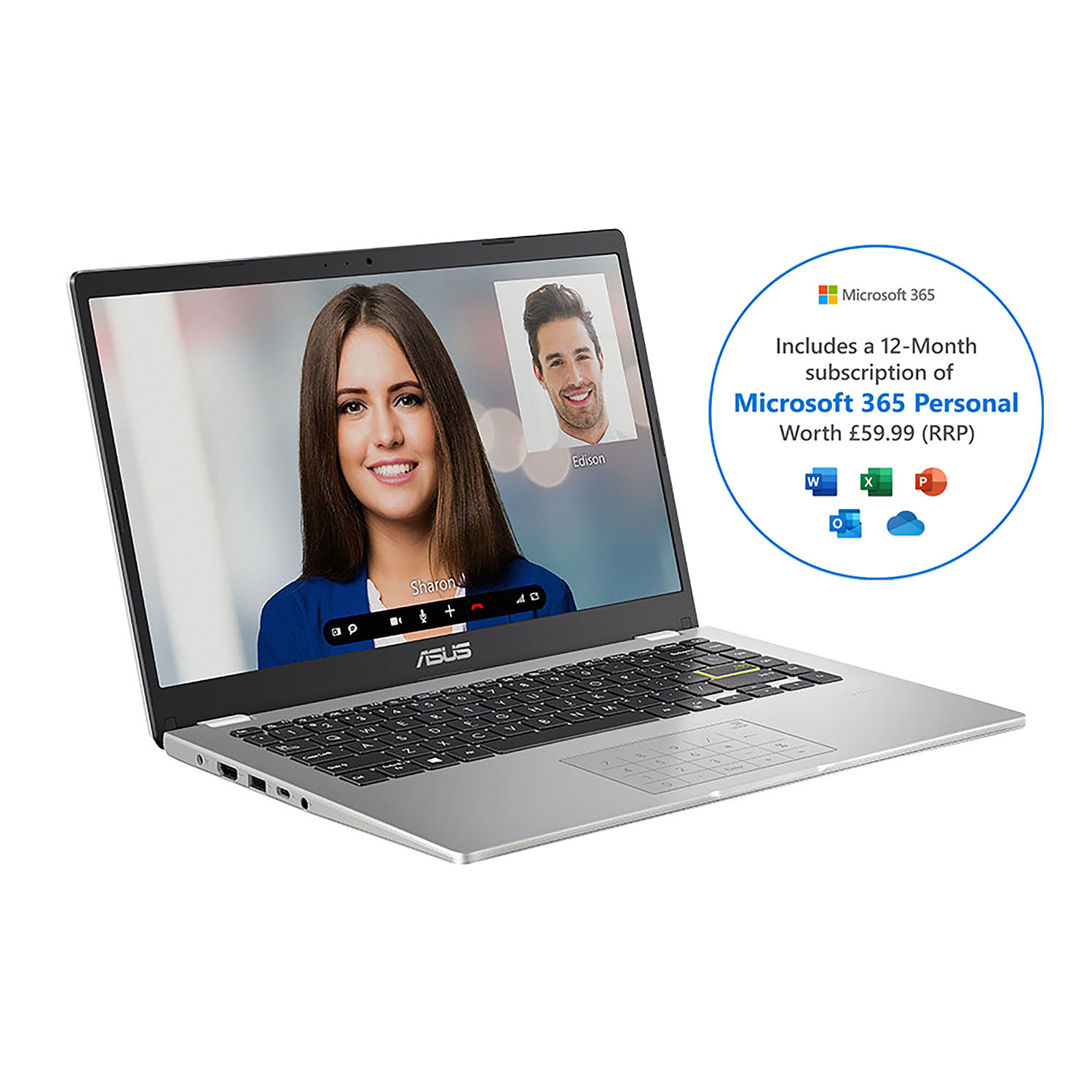 ASUS E410 14in Celeron 4GB 64GB Cloudbook - White