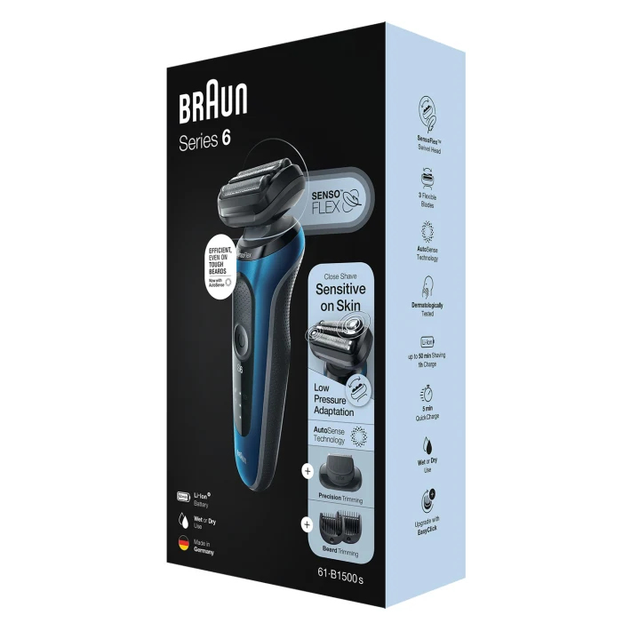 Braun Series 6 61-B1500s Foil shaver Trimmer Blue – image 3