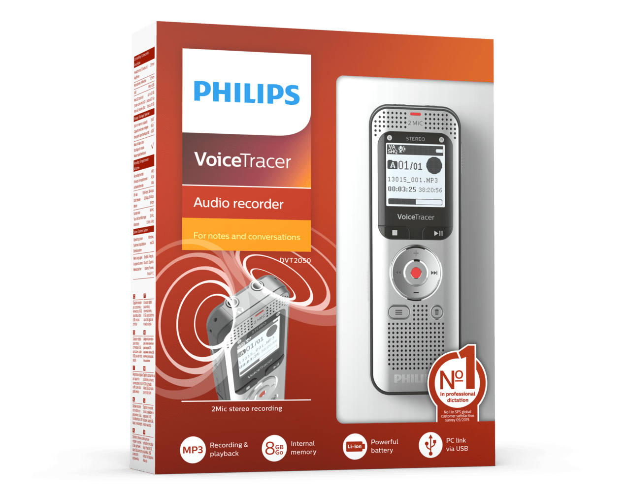 Philips Voice Tracer DVT2050/00 dictaphone Flash card Silver – image 8
