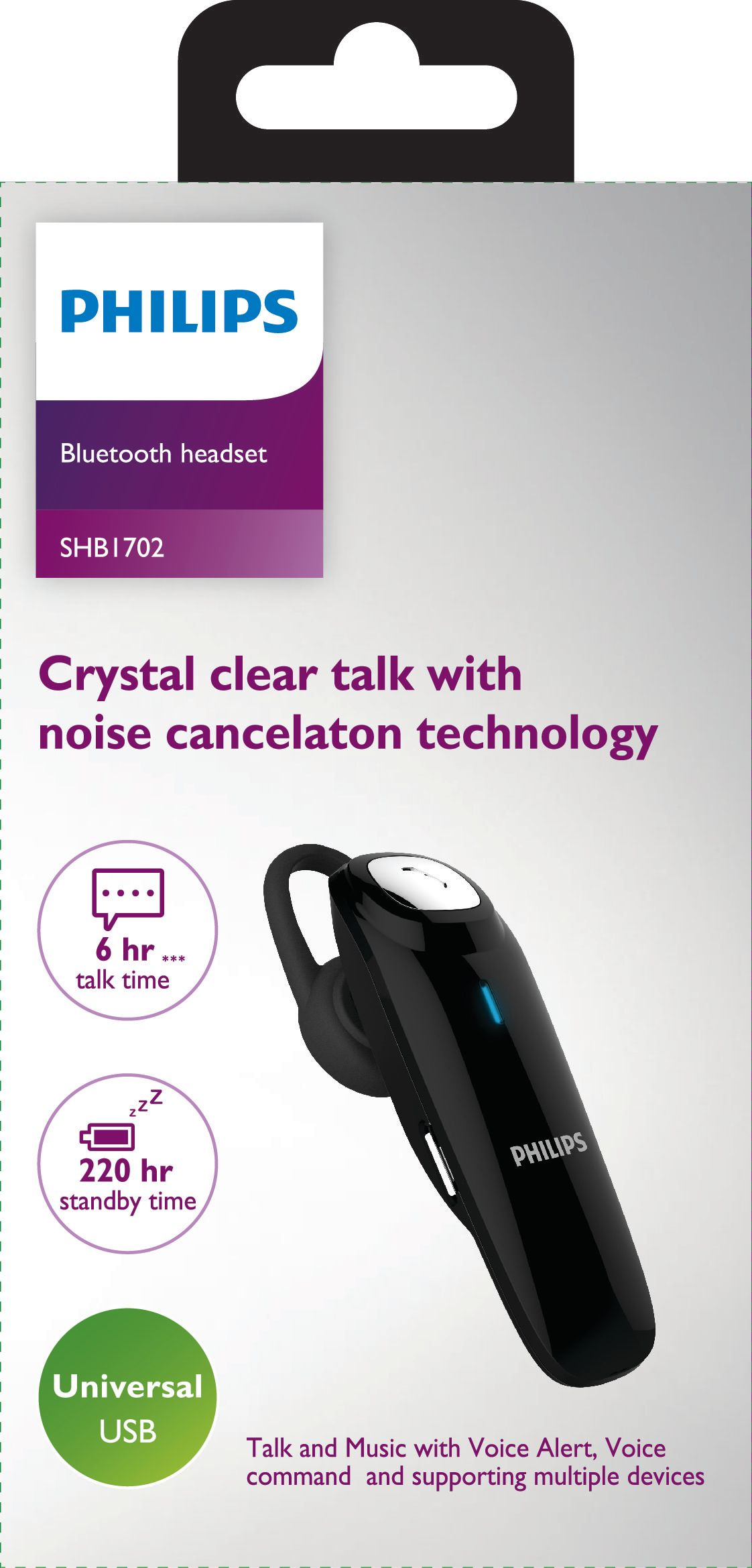 Philips SHB1702/10 headphones/headset Wireless Ear-hook Bluetooth Black – image 2