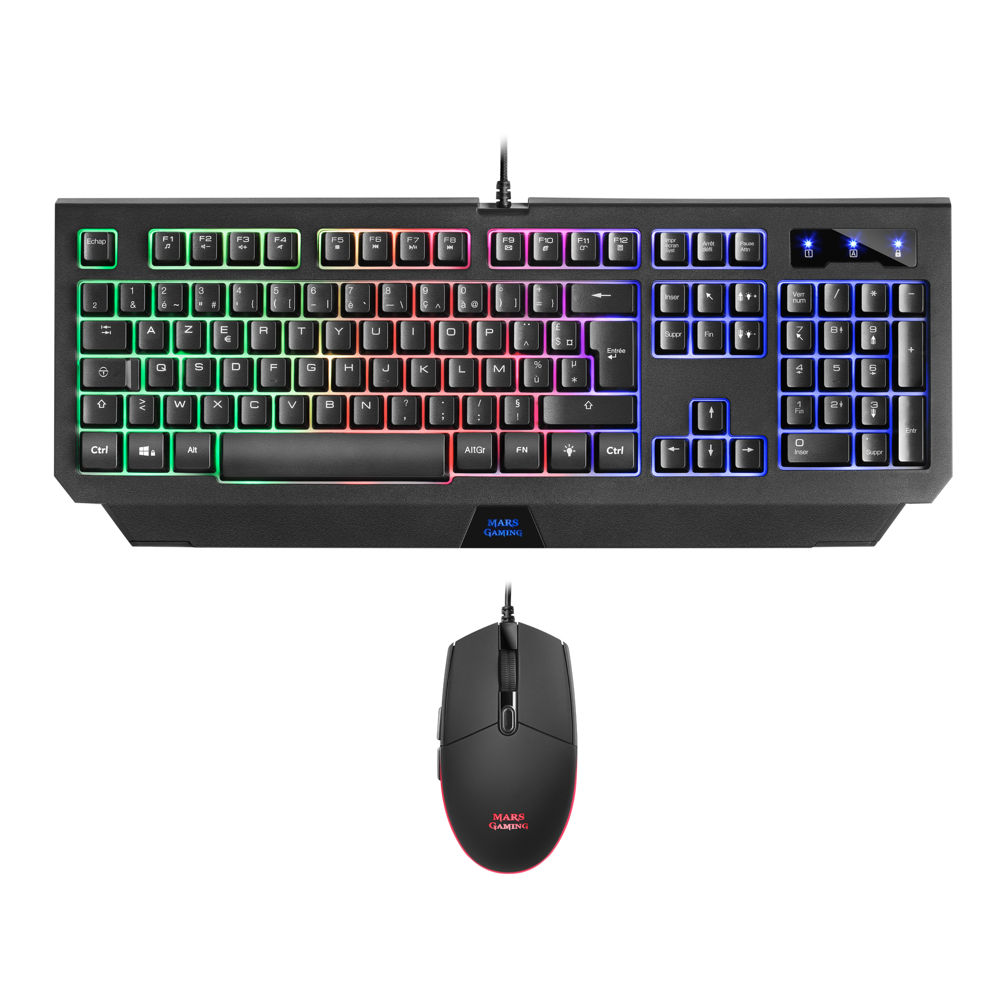Mars Gaming MCP100FR Combo H-Mech Keyboard and Mouse 3200DPI RGB Illumination French Language – image 1