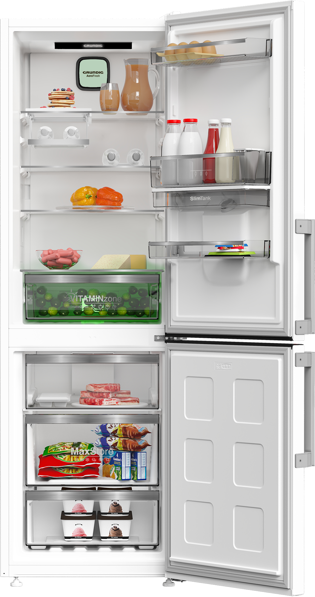 Grundig GR33KN4686DVW AeroFresh Combi Fridge Freezer with VitaminZone crisper and Water Dispenser – image 3