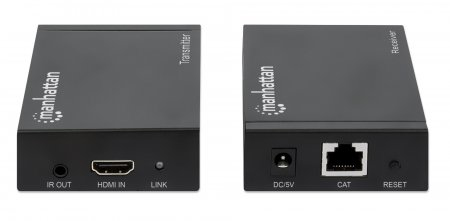 Manhattan 4K HDMI over Ethernet Extender with Integrated Cables, 4K@30Hz, Distances up to 50m with 2x Cat5e or Cat6 Ethernet Cables (not included), Black, Three – image 6