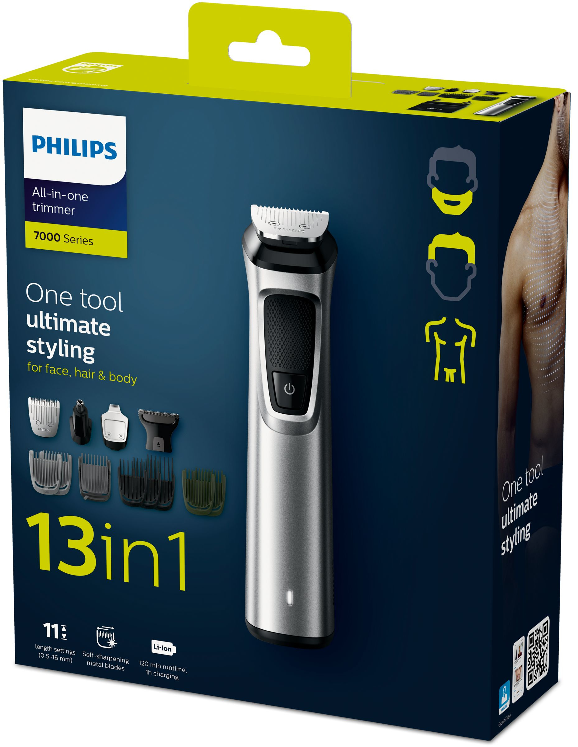 Philips MULTIGROOM Series 7000 MG7715/65 hair trimmers/clipper Black, Steel Lithium-Ion (Li-Ion) – image 2