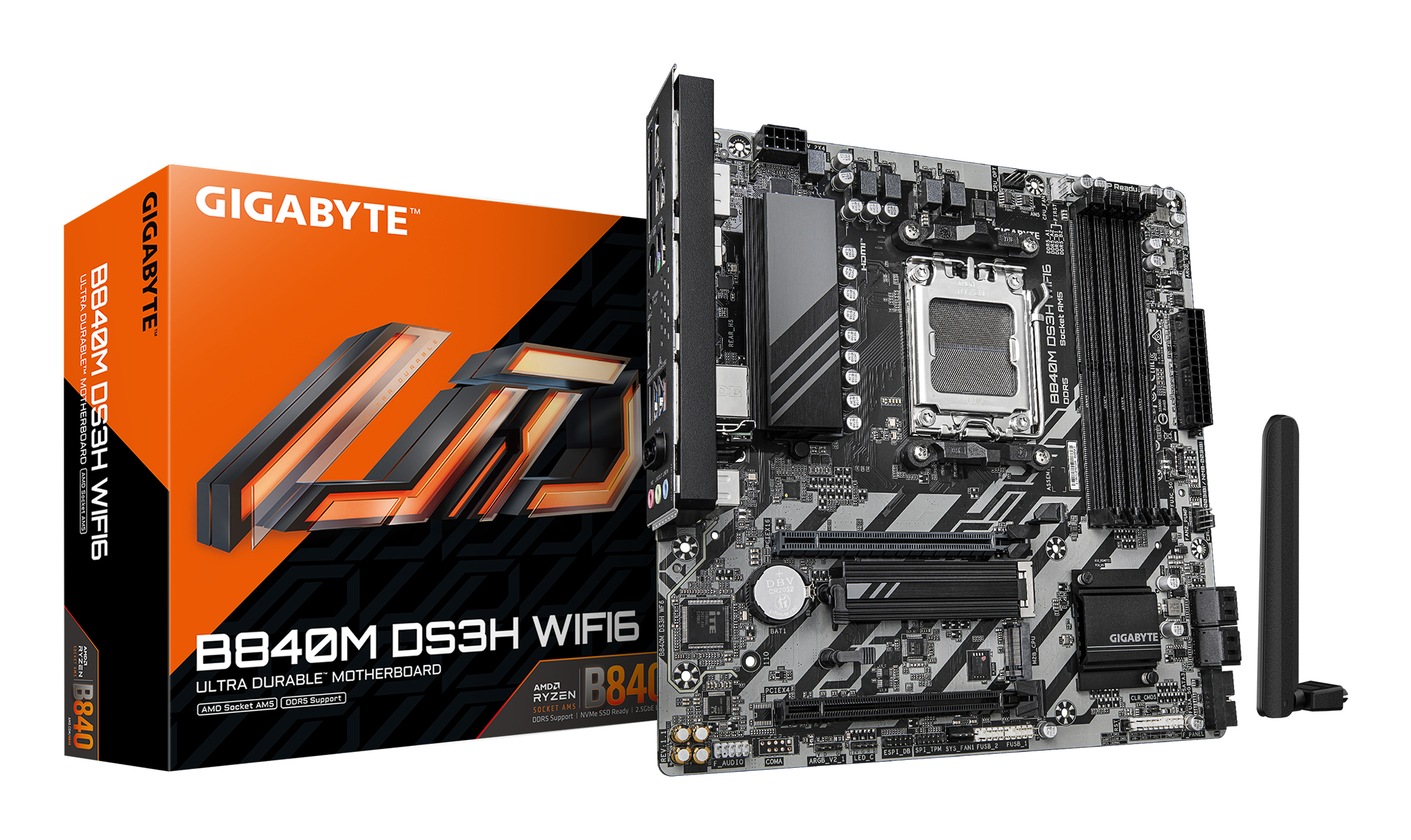 Gigabyte B840M DS3H WiFi6            (B840,AM5,mATX,DDR5) Mainboards AMD